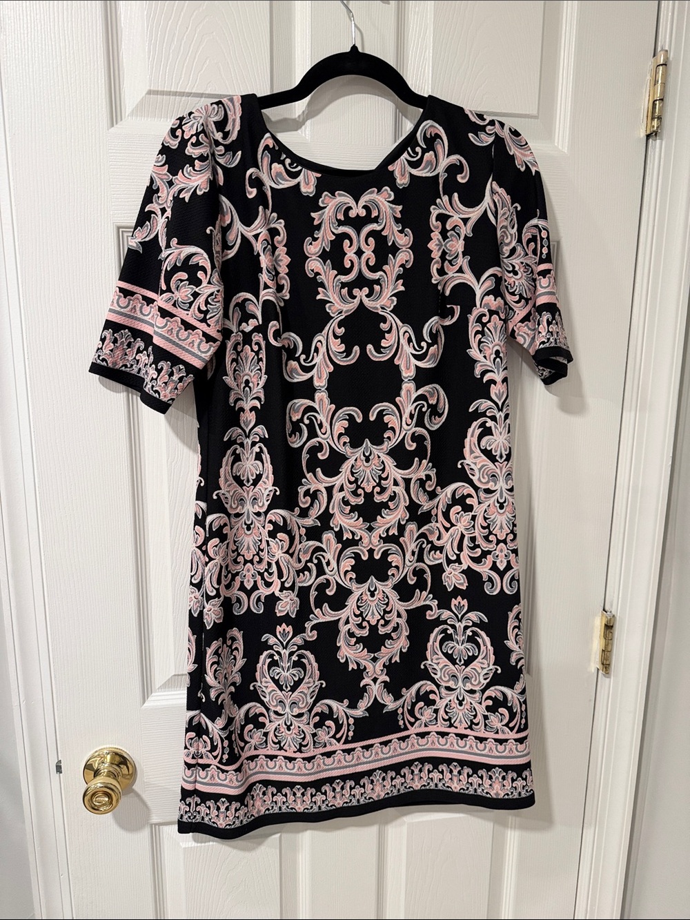 R&K Black Dress with Pink Baroque Print